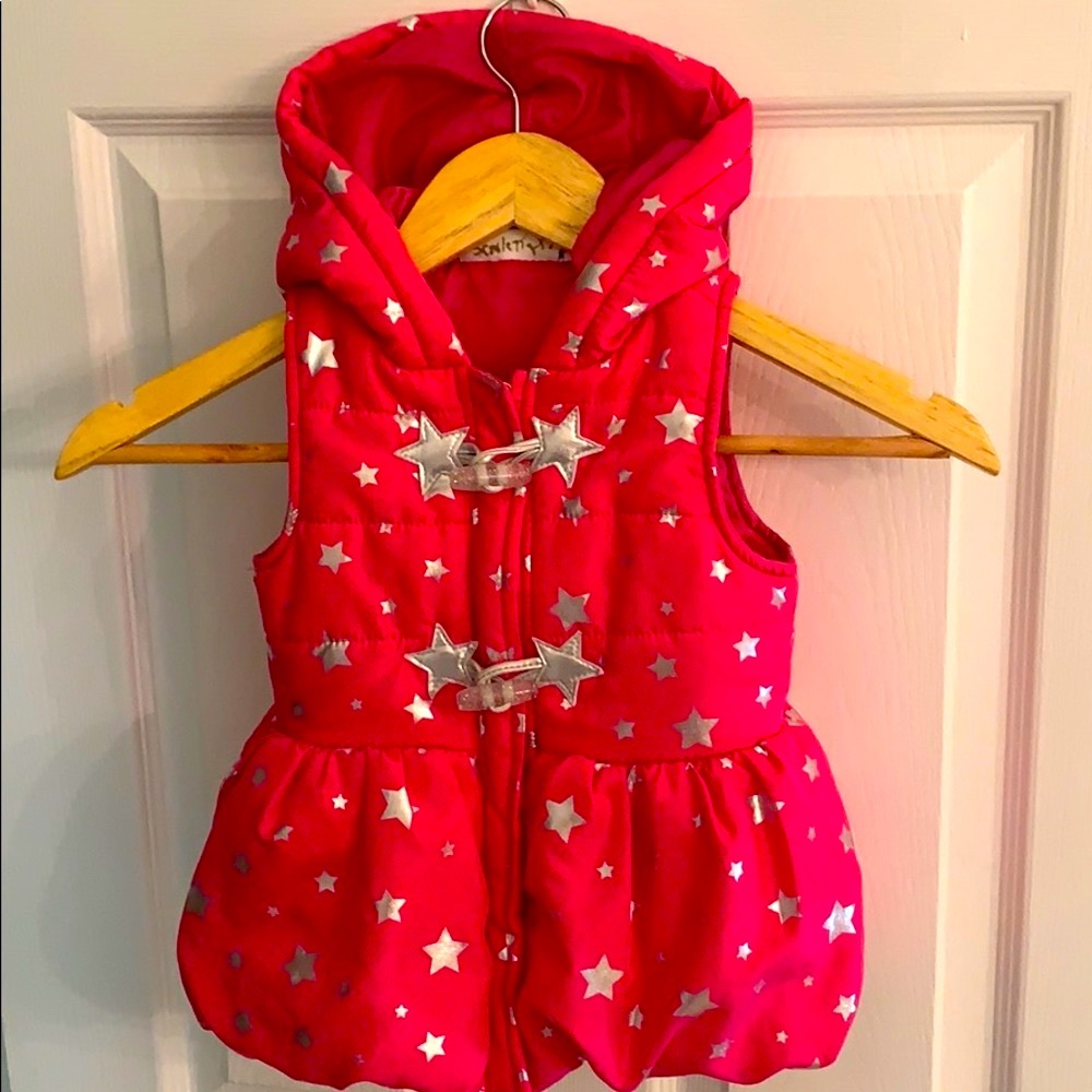 Toddler 3T Pink Girls Vest Stars w/ Hoodie